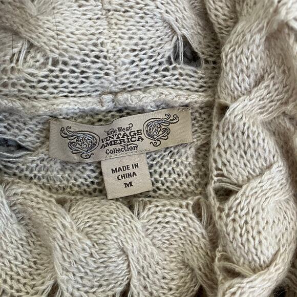 Nine West Sz M Tan Open Cable-knit Cowl Neck Sweater With Bell Sleeves Fairy - Picture 15 of 16